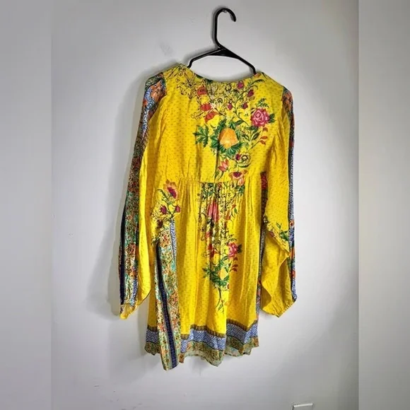 Anthropologie Yellow and Blue Floral Mini Dress - Picture 4 of 6
